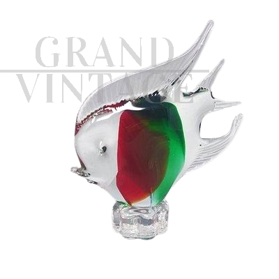 Scultura di pesce in vetro di Murano, Italia anni '70                            