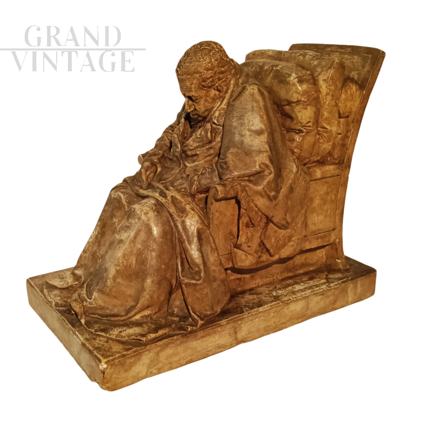 Scultura Ritratto Virile Sedente dal modello di Pompeo Marchesi                            