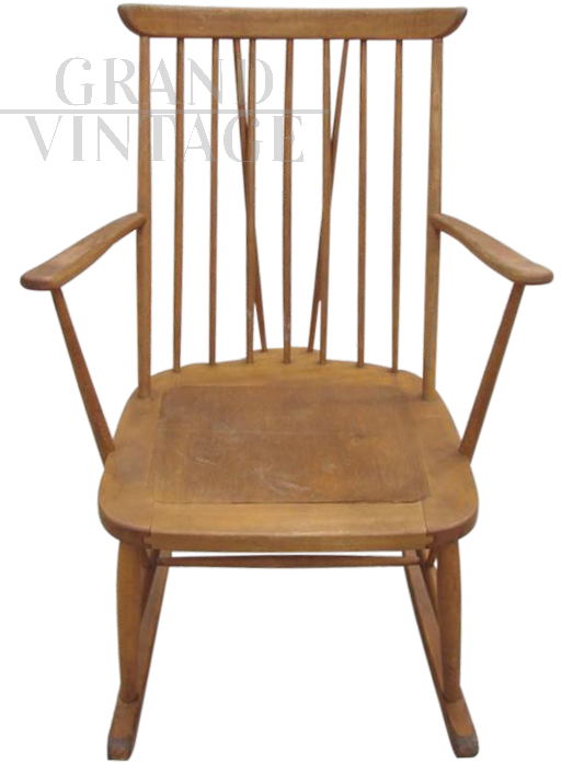 Sedia a dondolo vintage di Lucian Ercolani per Ercol, anni '50