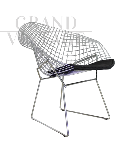 Sedia Diamond Chair con cuscino di Harry Bertoia per Knoll, anni '80