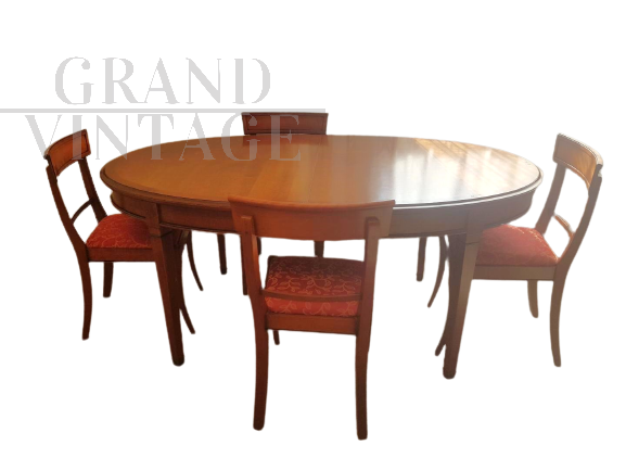 Set da pranzo Grange con tavolo allungabile e 4 sedie, anni '70                            