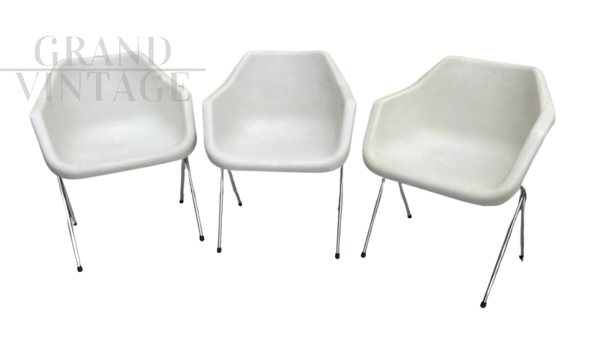 Set di 3 poltroncine design di Robin Day per Castelli, anni '70                            