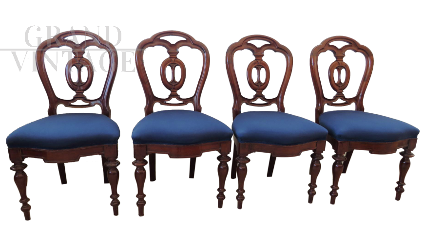 Set di 4 sedie da pranzo Vittoriane, fine XIX secolo