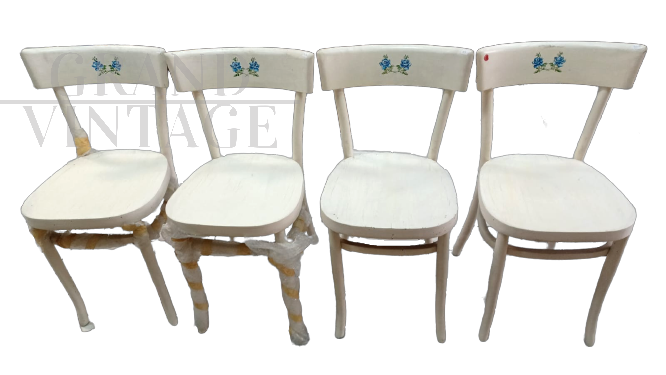 Set di 4 sedie Sautto & Liberale in faggio bianco decapato