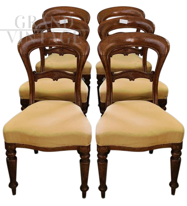 Set di 6 sedie inizio XX secolo inglesi in rovere