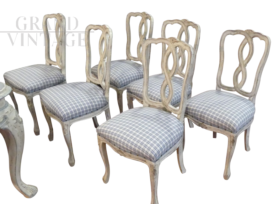 Set di 6 sedie vintage shabby chic anni '50