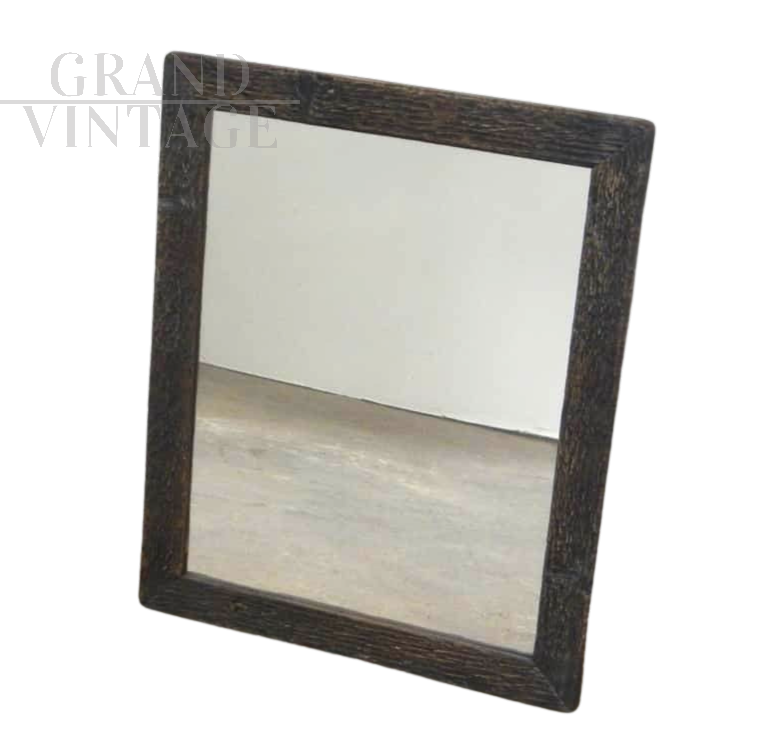 Specchio vintage con cornice artigianale in legno                            