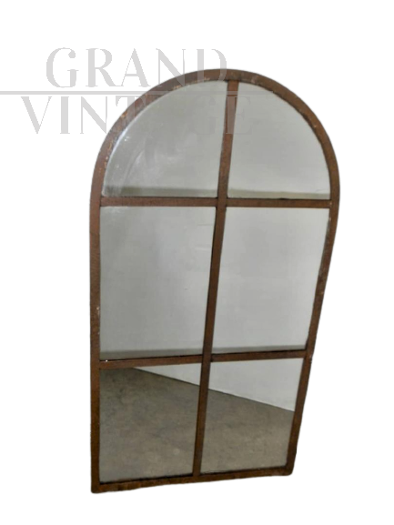 Specchio vintage con cornice in metallo, stile industriale anni '40 