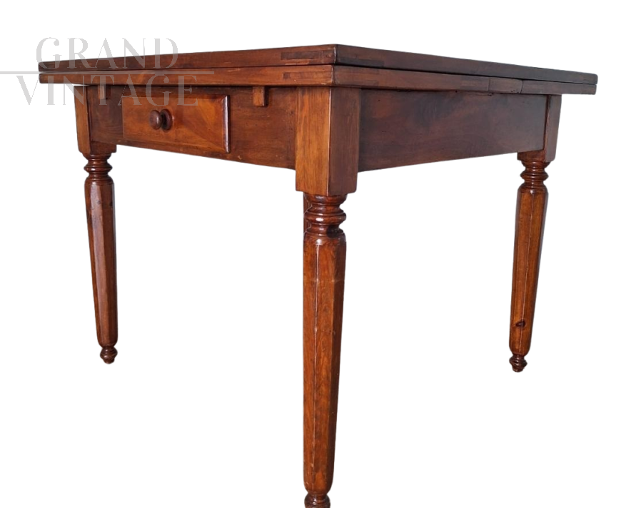 Tavolo antico Luigi Filippo allungabile a tiro, Italia '800                            
