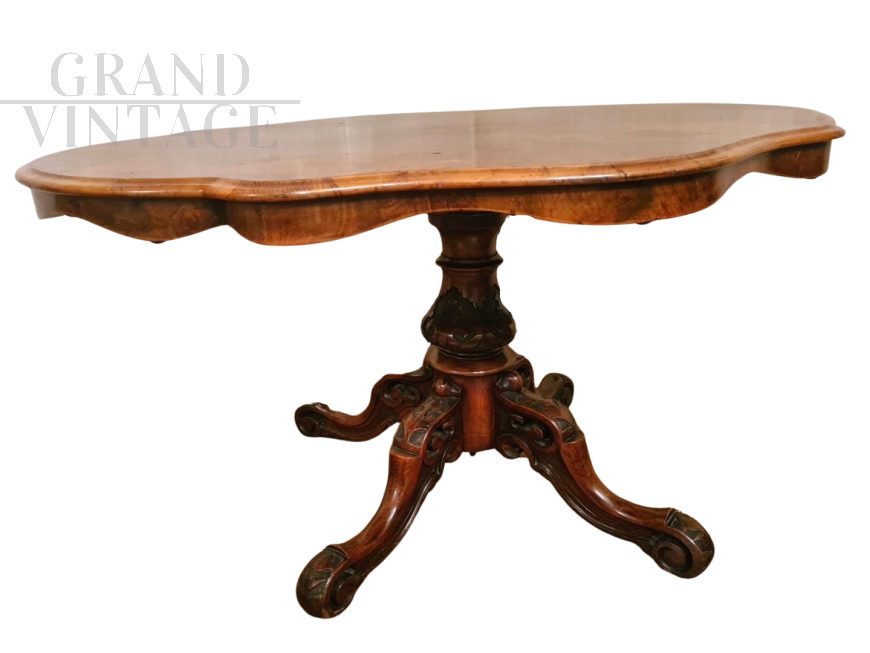Tavolo da centro Vittoriano di metà '800 con piano a violino                            