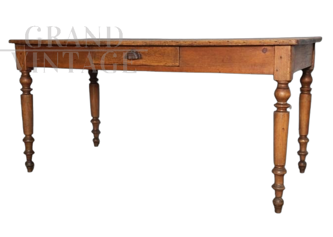 Tavolo rustico provenzale antico di fine '800, restaurato al naturale                            
