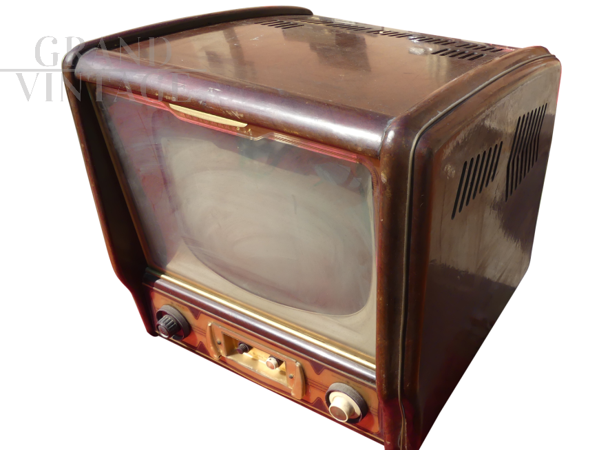 Televisore vintage Radio Marelli in bakelite marrone, anni '60