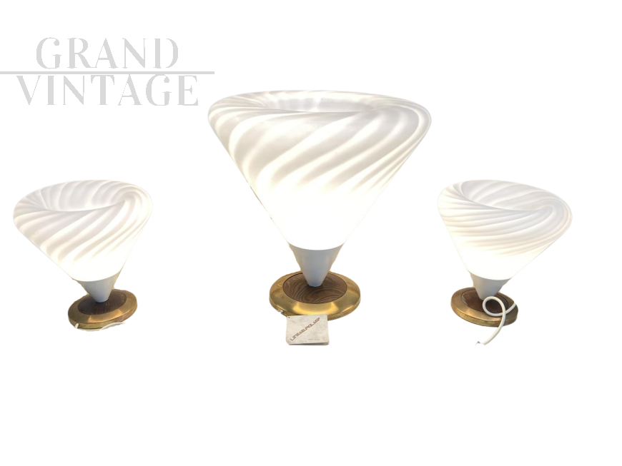 Tris di lampade vintage in vetro di Murano                            