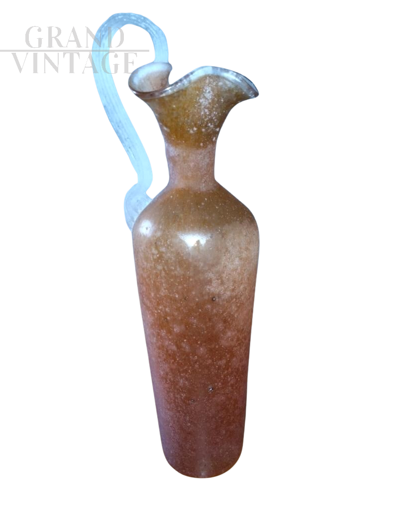 Vaso a bottiglia in vetro artistico arancione                            