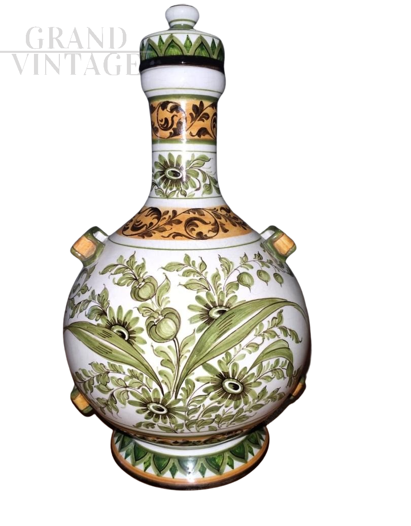 Vaso a bottiglia del pellegrino in ceramica di Bassano                            