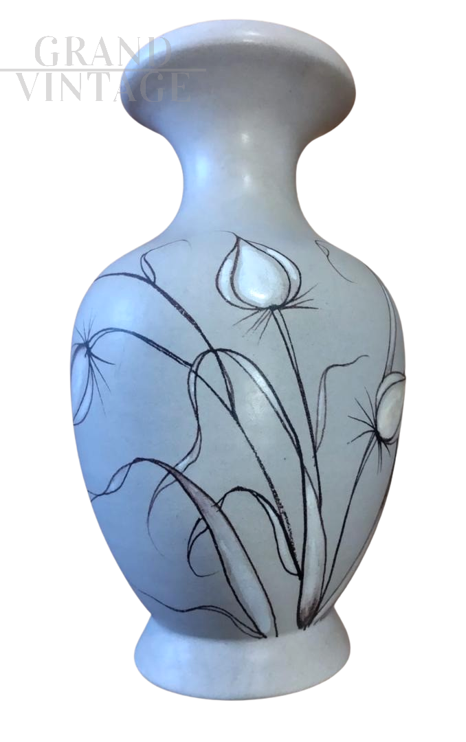 Vaso firmato Daniele Foschi in ceramica dipinta a mano                            