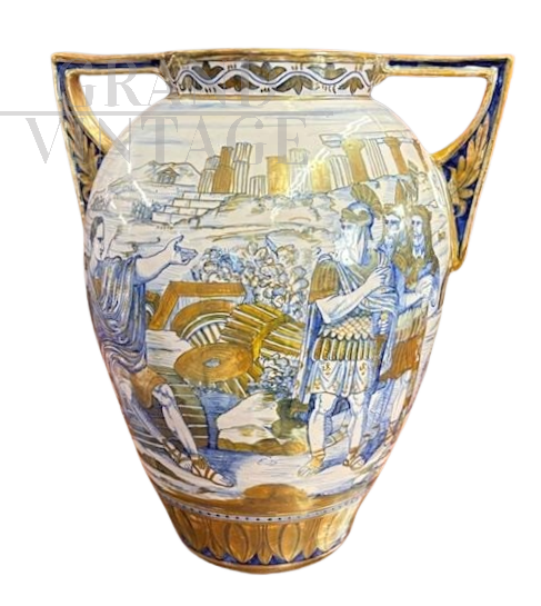 Vaso art déco in maiolica a lustro Gualdo Tadino, Mastro Giorgio                            