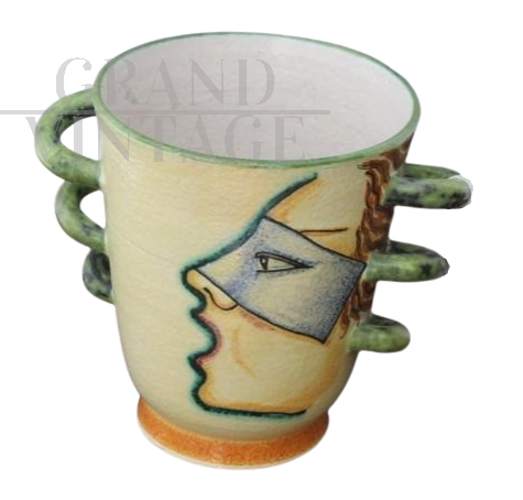 Vaso futurista di Ivos Pacetti per Dima in ceramica Albisola, anni '30                            