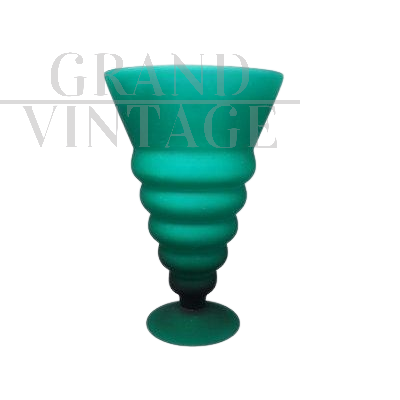 Vaso in vetro di Murano verde di Michielotto, anni '60                            