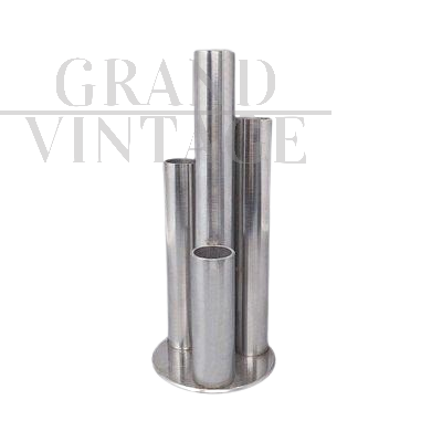 Vaso Space Age con tubi in acciaio, Italia anni '70                            