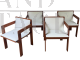 4 Reguitti armchairs in wood and white leatherette, 1972