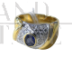 80s ring in gold with diamonds and sapphire