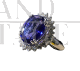  White gold ring with diamonds and large central tanzanite                           