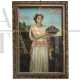 Antique painting with Greek subject, oil on canvas from the 1800s with gilded frame