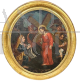 Antique oval painting with Jesus and the Cyrenean, oil on canvas from the 18th century  