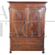 Antique late 19th century rustic wardrobe in solid walnut