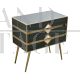 Small two-drawer dresser in black and white glass and brass