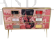 Dresser of three drawers in pink glass and pony skin