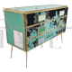 Dresser with three drawers in green glass and pony skin     