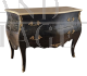 Baroque style dresser in black lacquered wood with golden top