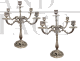 Pair of silver metal candelabras, 1980s