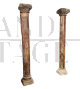 Pair of antique 18th century polychrome columns with Corinthian capitals