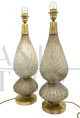 Coppia di grandi lampade da tavolo AVEM in vetro di Murano beige e oro