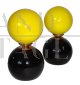 Pair of 70's table lamps with yellow glass spheres    
                            