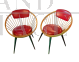 Pair of Circle red armchairs by Yngve Ekstrom, 1960s