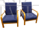 Pair of Art Deco armchairs with adjustable backrest