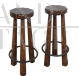 Pair of rustic wooden high stools, 1980s