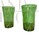 Pair of Empoli vases in crushed effect green glass, 1940s