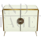 Two-door sideboard in white glass with brass handle