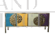 4-door brass and colored glass sideboard