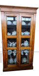 Vintage display cabinet glass cupboard in oak, with beveled glasses