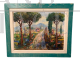 Painting with tree-lined avenue, oil on canvas from the 1940s