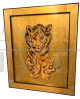 Contemporary painting with a tiger on a gold background, 20th century                       
                            