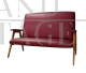 60's sofa in burgundy skai and wood