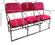 Row of 3 red velvet Italian theater chairs from the 1930s      