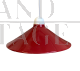 Vintage red pendant lamp in glazed ceramic